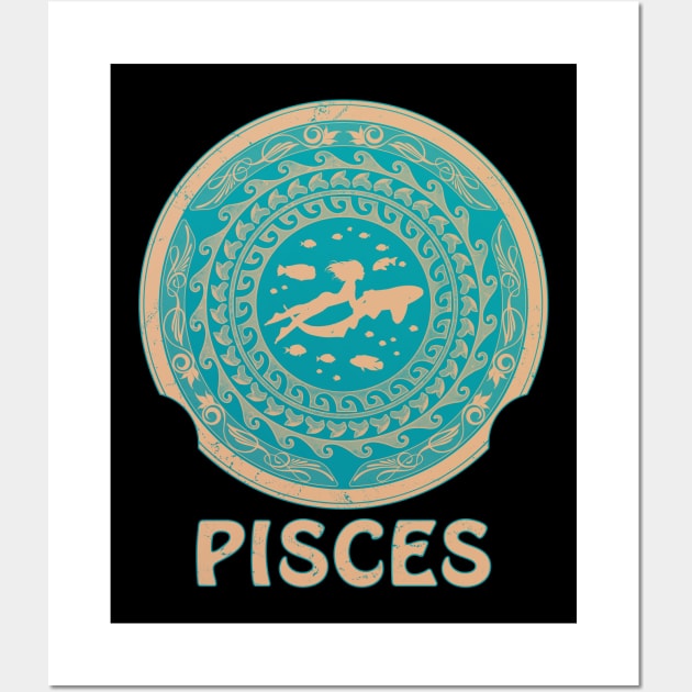 Fishes Zodiac Sign Pisces Wall Art by NicGrayTees